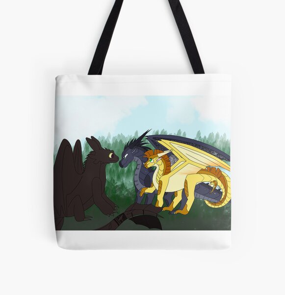 Toothless X Wings of Fire Sunny and Starflight  All Over Print Tote Bag RB1509 product Offical wings of fire Merch