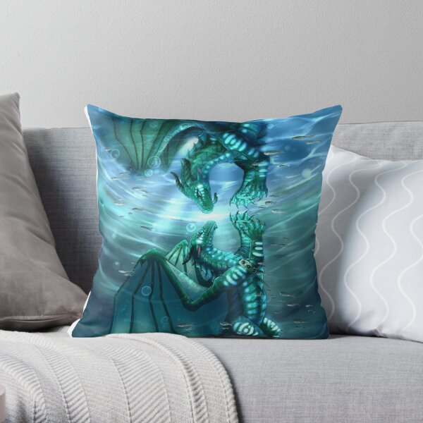 Wings of Fire - Fathom and Turtle Throw Pillow RB1509 product Offical wings of fire Merch