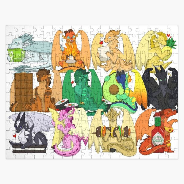 Wings of Fire Chibis with FOOOOD Jigsaw Puzzle RB1509 product Offical wings of fire Merch